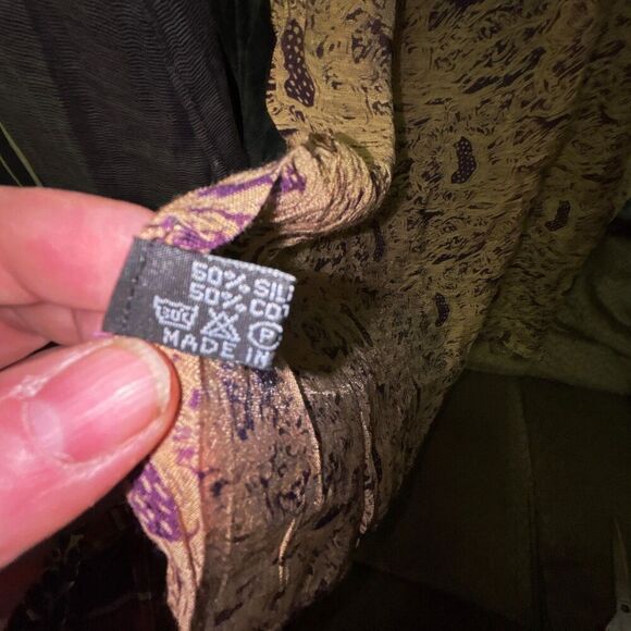 Reversible Paisley Print Scarf Silk and Cotton Blend - Picture 6 of 6